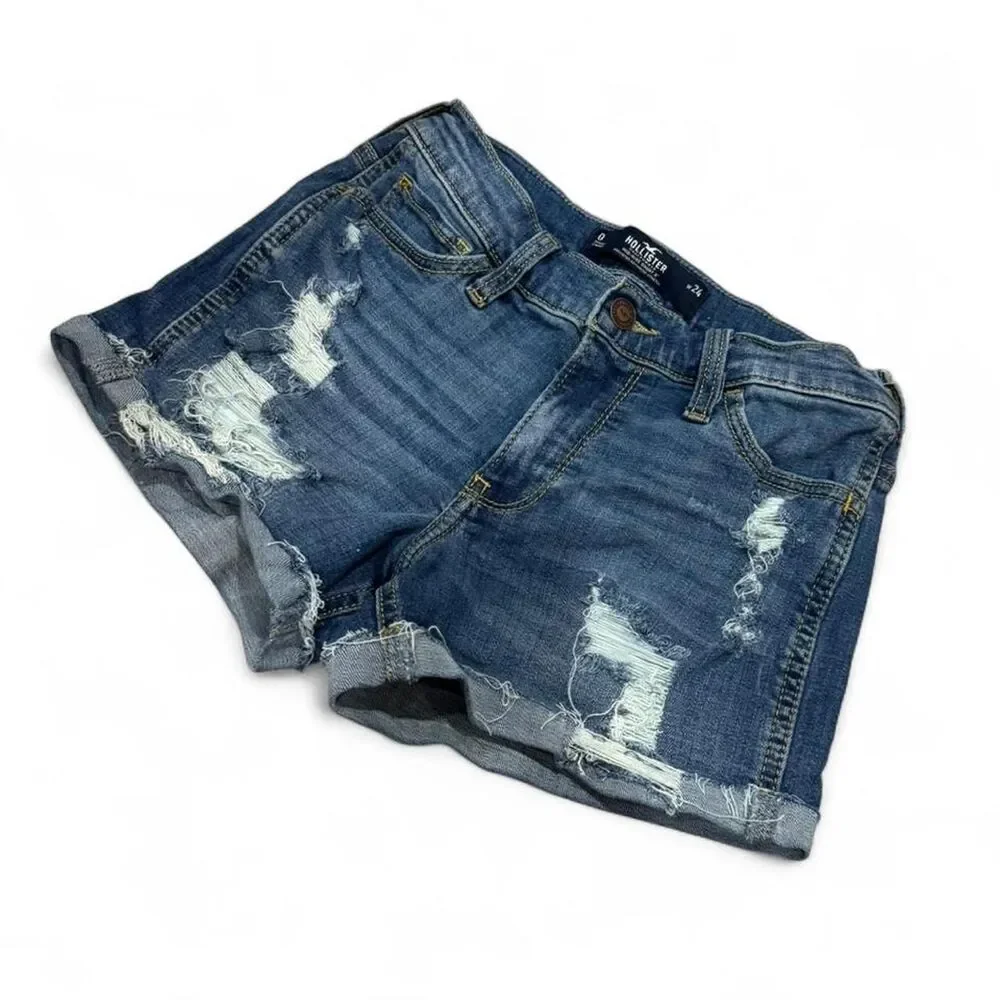 Hollister blue denim shorts